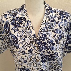 VTG 80's Liz Sport Floral Print Button Down Shirt